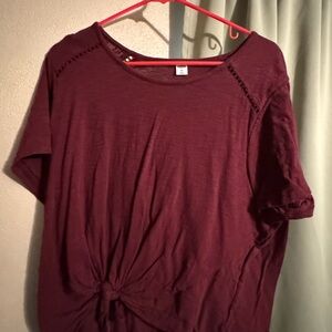 Old Navy Maroon Blouse with Knot Detail